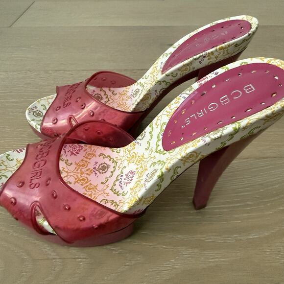 Bcbg Max Azria Women Jelly Heels Y2K Barbie Platforms Size 8 Vintage High Heels - Picture 4 of 8